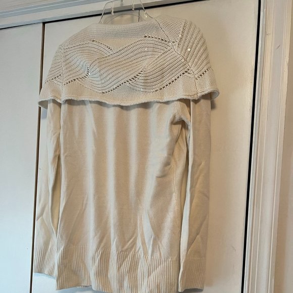 NWT! New York & Co Off White Cowlneck Sweater w/Cream Embellishments - Medium - Picture 3 of 5